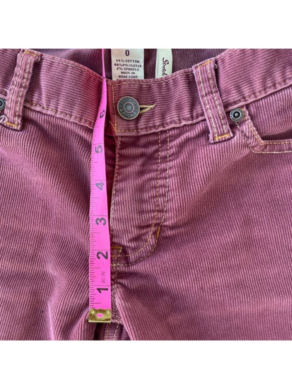Vintage Abercrombie Rose Pink Corduroy Pants Stretch Women's 0 Low Rise Bootcut - Picture 6 of 11
